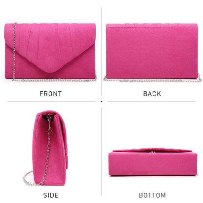 Women'S Evening Bag Pleated Envelope Clutch Handbag Wedding Party Bridal Purse